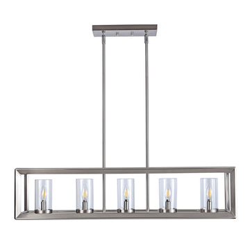 Anna 38.5" Linear Metal/Glass LED Pendant - JONATHAN Y